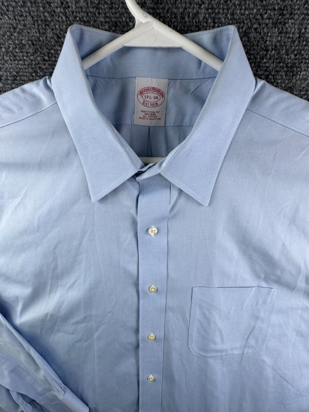Brooks Brothers Cotton Button Up Shirt Long Sleeve Men Blue 17.5 34 Traditional
